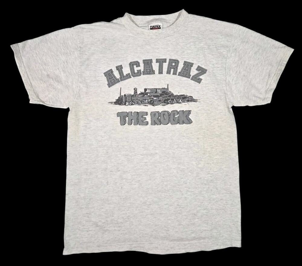 Vtg Alcatraz The Rock T-Shirt Gray Large Streetwear San Francisco Souvenir 90s